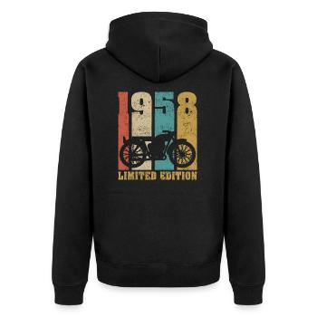 Vintage Moto 1958 Rétro Cadeau D'anniversaire - Veste à capuche bio Premium Unisexe - noir - Dos - Nico (187cm)
