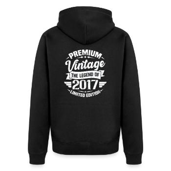 Jahrgang 2017 Limited Edition - Unisex Premium Bio Zip Hoodie - Schwarz - Hinten - Nico (187cm)
