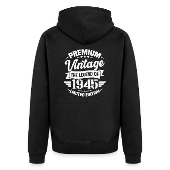 Vintage 1945 Limited Edition - Unisex Premium Organic Zip Hoodie - black - Back - Nico (187cm)