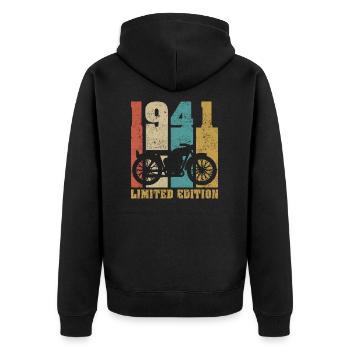 Vintage Moto 1941 Rétro Cadeau D'anniversaire - Veste à capuche bio Premium Unisexe - noir - Dos - Nico (187cm)