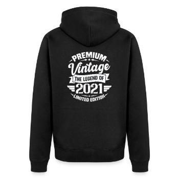 Jahrgang 2021 Limited Edition - Unisex Premium Bio Zip Hoodie - Schwarz - Hinten - Nico (187cm)