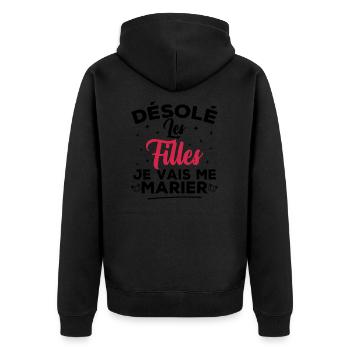 Désolé les filles je vais me marier - Veste à capuche bio Premium Unisexe - noir - Dos - Nico (187cm)