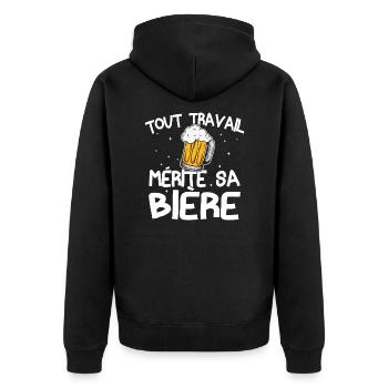 Tout travail mérite sa bière - Veste à capuche bio Premium Unisexe - noir - Dos - Nico (187cm)