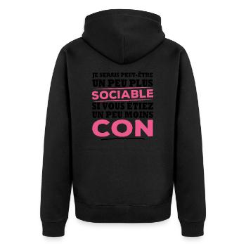 Je serais plus sociable si vous étiez moins con - Veste à capuche bio Premium Unisexe - noir - Dos - Nico (187cm)