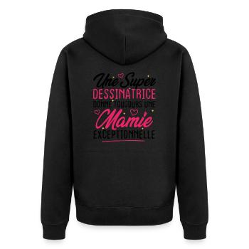 Dessinatrice donne toujours mamie exceptionnelle - Veste à capuche bio Premium Unisexe - noir - Dos - Nico (187cm)
