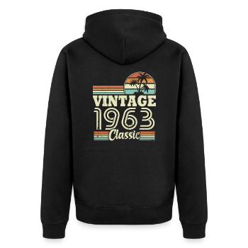 Vintage 1963 Classic, birthday gift 60 years - Unisex Premium Organic Zip Hoodie - black - Back - Nico (187cm)