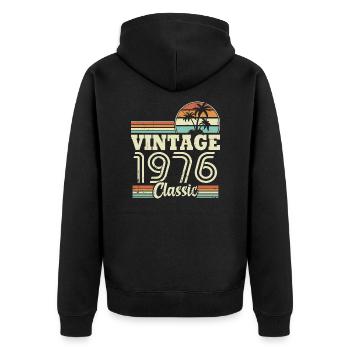 Vintage 1976 Classic, Cadeau D'anniversaire 47 Ans - Veste à capuche bio Premium Unisexe - noir - Dos - Nico (187cm)