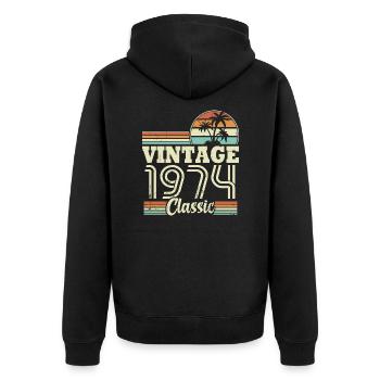 Vintage 1974 Classic, Cadeau D'anniversaire 49 Ans - Veste à capuche bio Premium Unisexe - noir - Dos - Nico (187cm)