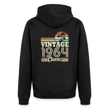 Vintage 1964 Classic, Cadeau D'anniversaire 59 Ans - Veste à capuche bio Premium Unisexe - noir - Dos - Nico (187cm)