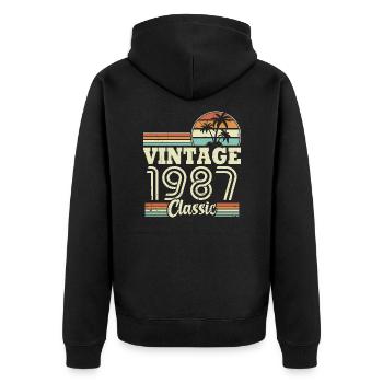 Vintage 1987 Classic, Cadeau D'anniversaire 36 Ans - Veste à capuche bio Premium Unisexe - noir - Dos - Nico (187cm)
