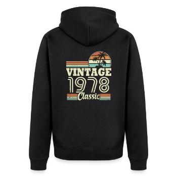 Vintage 1978 Classic, Cadeau D'anniversaire 45 Ans - Veste à capuche bio Premium Unisexe - noir - Dos - Nico (187cm)