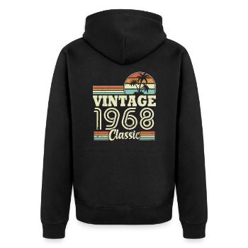 Vintage 1968 Classic, Cadeau D'anniversaire 55 Ans - Veste à capuche bio Premium Unisexe - noir - Dos - Nico (187cm)