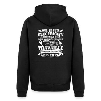 Oui, Je Suis Électricien Humour Cadeau - Veste à capuche bio Premium Unisexe - noir - Dos - Nico (187cm)