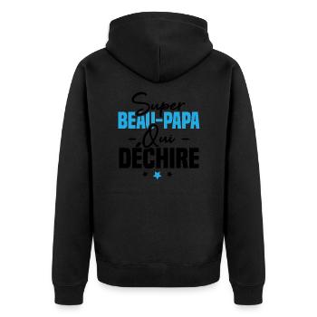 Super beau papa qui déchire - Veste à capuche bio Premium Unisexe - noir - Dos - Nico (187cm)