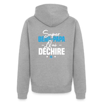 Super beau papa qui déchire - Veste à capuche bio Premium Unisexe - gris chiné - Dos - Nico (187cm)