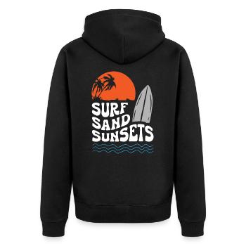 Surf Sand Sunset - Unisex Premium Organic Zip Hoodie - black - Back - Nico (187cm)