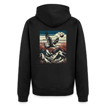 Fauconnerie Vintage rétro - Idées cadeaux volantes - Veste à capuche bio Premium Unisexe - noir - Dos - Nico (187cm)