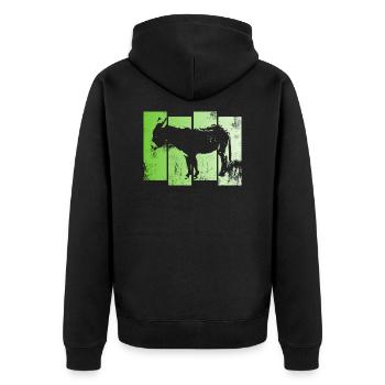 Esel Lustig Mähne Hufe Stur Reiten - Unisex Premium Bio Zip Hoodie - Schwarz - Hinten - Nico (187cm)