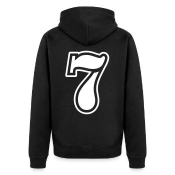 7 Zahl symbol - Unisex Premium Bio Zip Hoodie - Schwarz - Hinten - Nico (187cm)