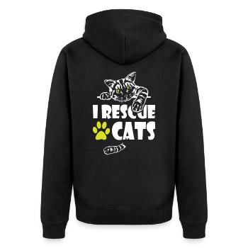 I Rescue Cats - Unisex Premium Bio Zip Hoodie - Schwarz - Hinten - Nico (187cm)