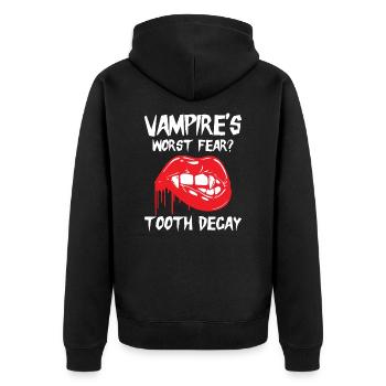 Dental Vampire Joke Dentist - Unisex Premium Organic Zip Hoodie - black - Back - Nico (187cm)