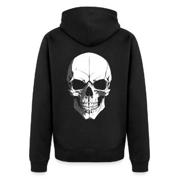 Totenkopf Skull Schädel Totenschädel - Unisex Premium Bio Zip Hoodie - Schwarz - Hinten - Nico (187cm)