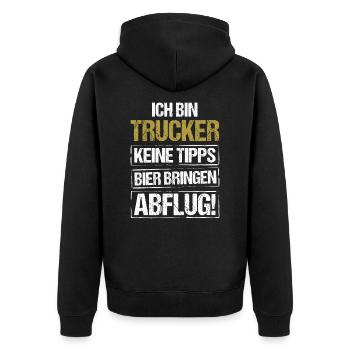 I'm a trucker - bring beer and take off - Unisex Premium Organic Zip Hoodie - black - Back - Nico (187cm)