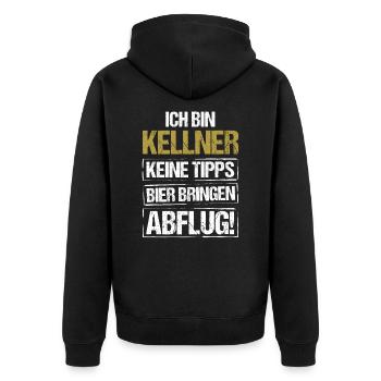 Ich bin Kellner - Bier bringen und Abflug - Unisex Premium Bio Zip Hoodie - Schwarz - Hinten - Nico (187cm)