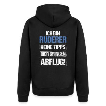 I'm a rower - bring beer and take off - Unisex Premium Organic Zip Hoodie - black - Back - Nico (187cm)