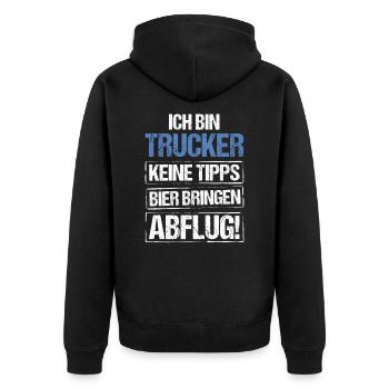 I'm a trucker - bring beer and take off - Unisex Premium Organic Zip Hoodie - black - Back - Nico (187cm)