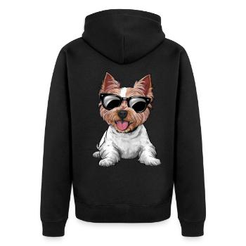 Cartoon West Highland Terriermit Sonnenbrille - Unisex Premium Bio Zip Hoodie - Schwarz - Hinten - Nico (187cm)