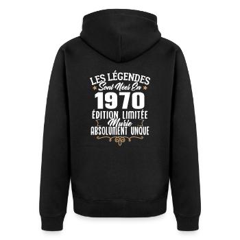 Les légendes sont nées en 1970 édition limitée - Veste à capuche bio Premium Unisexe - noir - Dos - Nico (187cm)