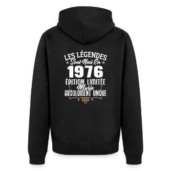 Les légendes sont nées en 1976 édition limitée - Veste à capuche bio Premium Unisexe - noir - Dos - Nico (187cm)