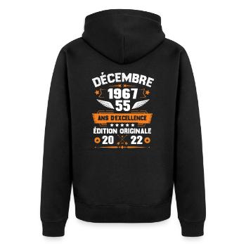 Décembre 1967 Idée Cadeau D'anniversaire 55 Ans - Veste à capuche bio Premium Unisexe - noir - Dos - Nico (187cm)