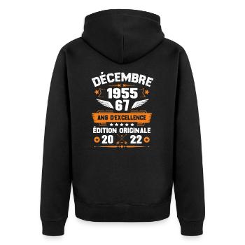 Décembre 1955 Idée Cadeau D'anniversaire 67 Ans - Veste à capuche bio Premium Unisexe - noir - Dos - Nico (187cm)
