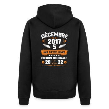 Décembre 2017 Idée Cadeau D'anniversaire 5 Ans - Veste à capuche bio Premium Unisexe - noir - Dos - Nico (187cm)