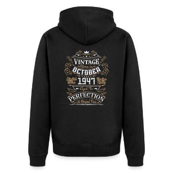 Vintage Octobre 1947 / Rétro Cadeau D'anniversaire - Veste à capuche bio Premium Unisexe - noir - Dos - Nico (187cm)