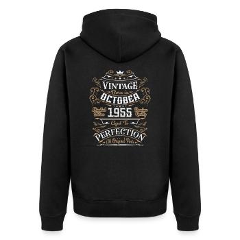 Vintage Octobre 1955 / Rétro Cadeau D'anniversaire - Veste à capuche bio Premium Unisexe - noir - Dos - Nico (187cm)