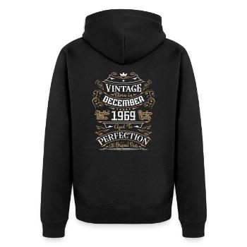 Vintage Décembre 1969, Rétro Cadeau D'anniversaire - Veste à capuche bio Premium Unisexe - noir - Dos - Nico (187cm)