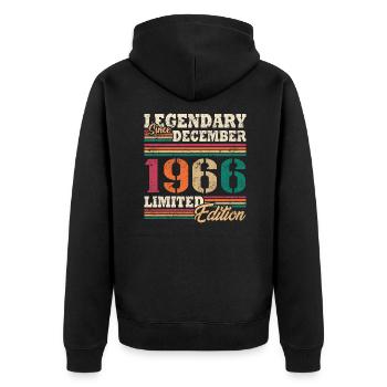 Légendaire Décembre 1966 édition limitée - Veste à capuche bio Premium Unisexe - noir - Dos - Nico (187cm)