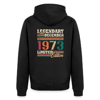 Légendaire Décembre 1973 édition limitée - Veste à capuche bio Premium Unisexe - noir - Dos - Nico (187cm)