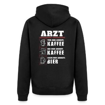 My daily routine as a doctor - Unisex Premium Organic Zip Hoodie - black - Back - Nico (187cm)