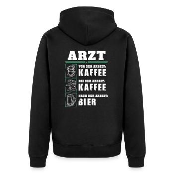 My daily routine as a doctor - Unisex Premium Organic Zip Hoodie - black - Back - Nico (187cm)