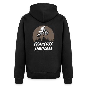 Fearless Limitless Motocross - Unisex Premium Organic Zip Hoodie - black - Back - Nico (187cm)