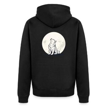 Lunar Howl - Unisex Premium Organic Zip Hoodie - black - Back - Nico (187cm)