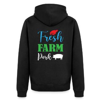Fresh Farm Pork - Unisex Premium Bio Zip Hoodie - Schwarz - Hinten - Nico (187cm)