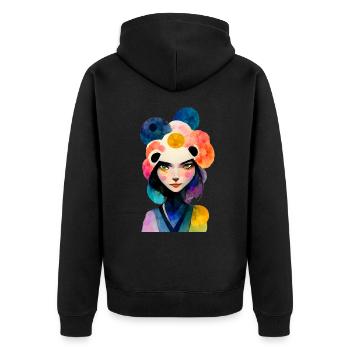 Femme asiatique en look panda - Veste à capuche bio Premium Unisexe - noir - Dos - Nico (187cm)