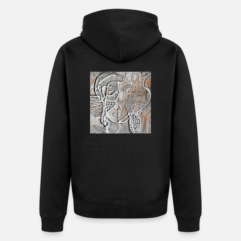 Collection OneLine Serie - Unisex Premium Bio Zip Hoodie - Schwarz