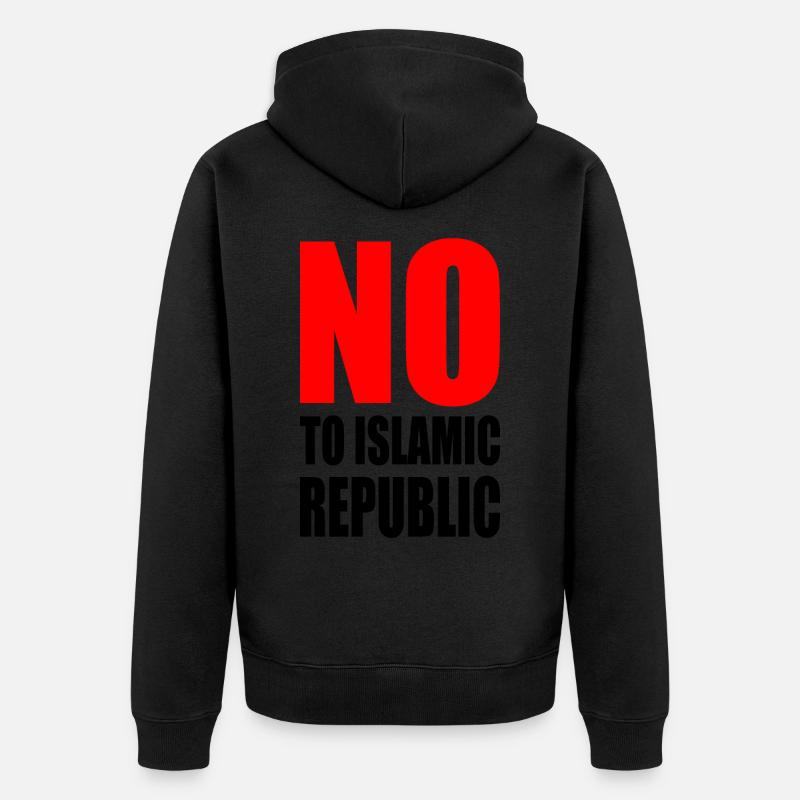 no to islamic republic - Veste à capuche bio Premium Unisexe - noir
