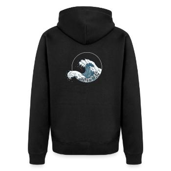 Surf AF Surfer auf der japanischen Welle - Unisex Premium Bio Zip Hoodie - Schwarz - Hinten - Nico (187cm)